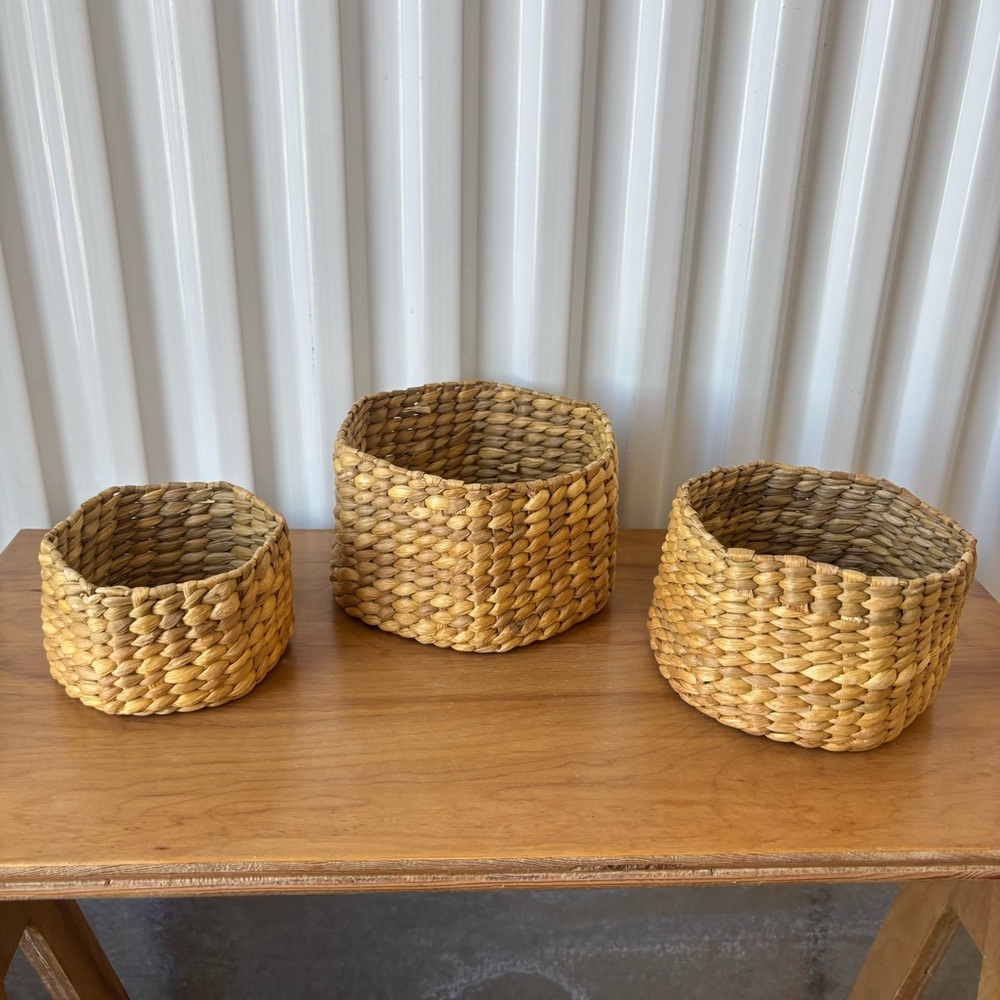 Woven Seagrass Storage Basket Set - Natural